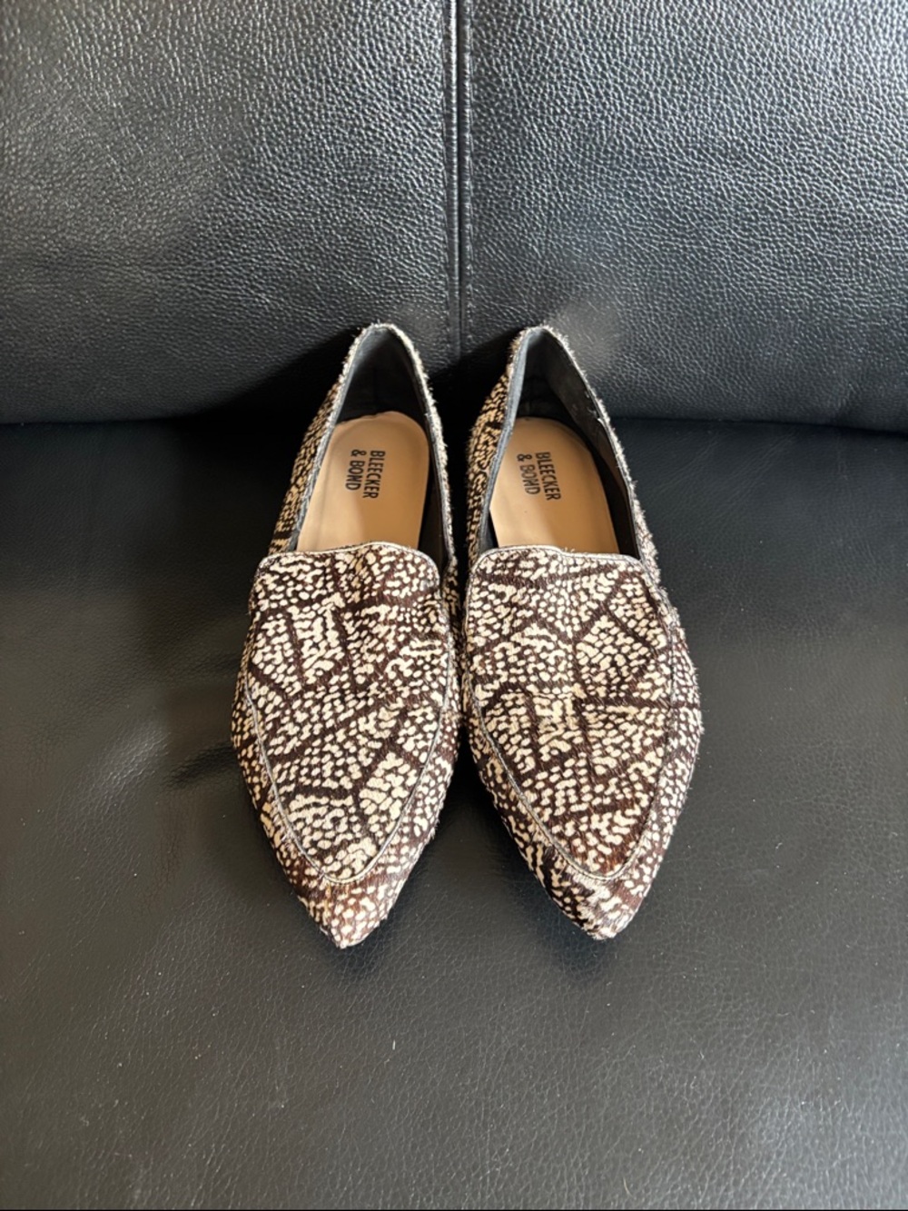 Seychelles Brown & Cream Pointed-Toe Patterned Loafers